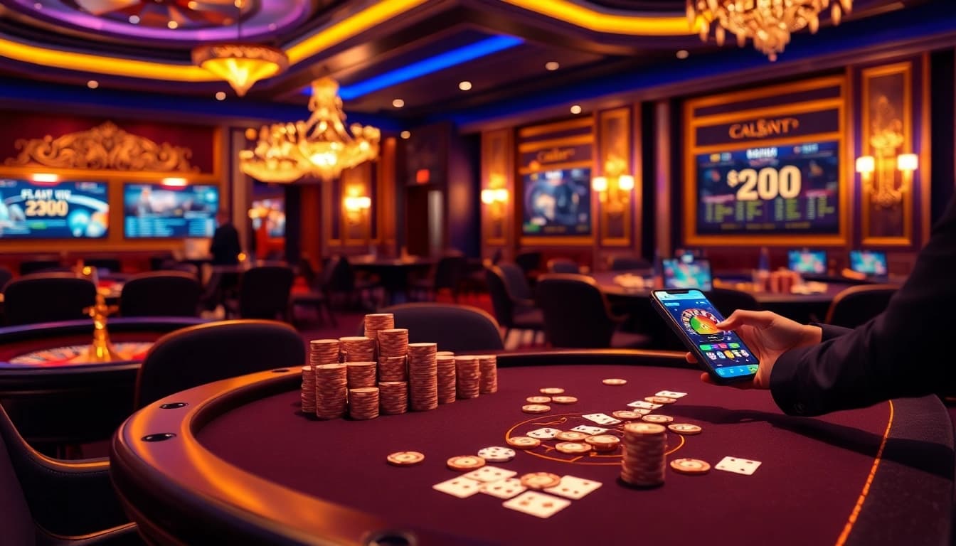 Cảm giác hồi hộp ở mức cược cao với ứng dụng Bet VIP tại bàn casino sang trọng.