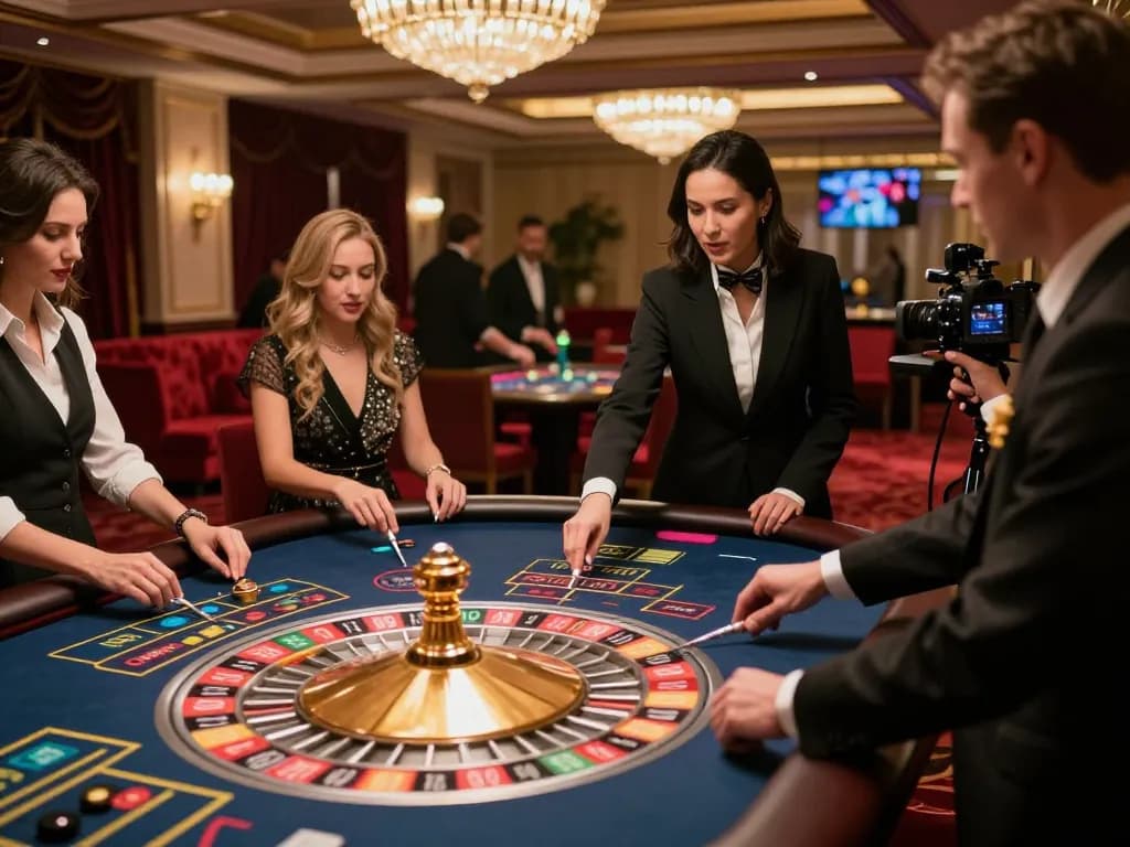Engaged players at 388bet's roulette table placing bets, showcasing strategic gambling atmosphere.