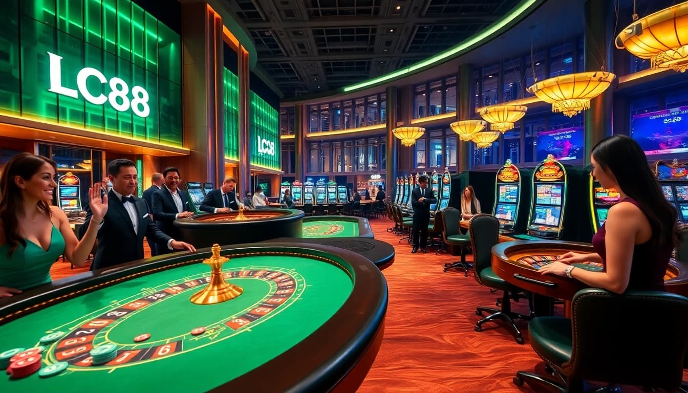 Experience the excitement of winning at LC88 casino games with vibrant tables and players.