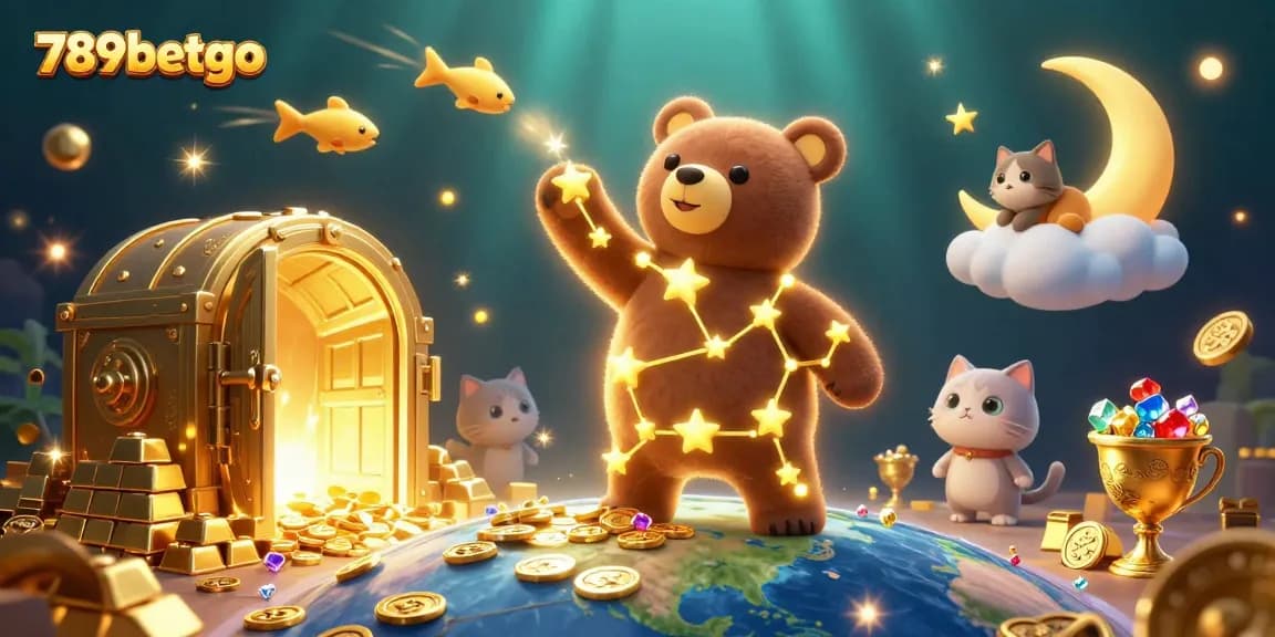 Win big at 789betgo in this vibrant, golden treasure-themed illustration showcasing online gaming excitement.