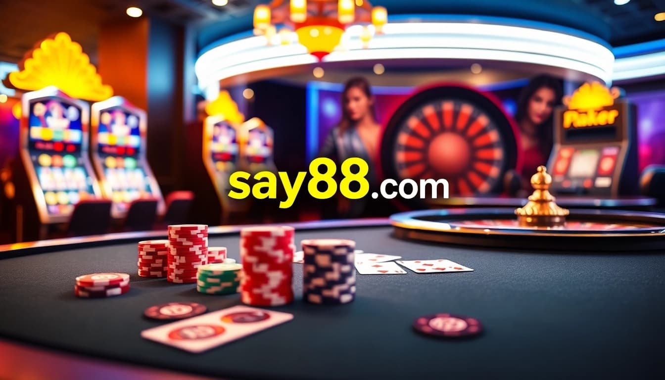 Engage with cutting-edge games at say88 com featuring vibrant poker tables and luxurious casino visuals.