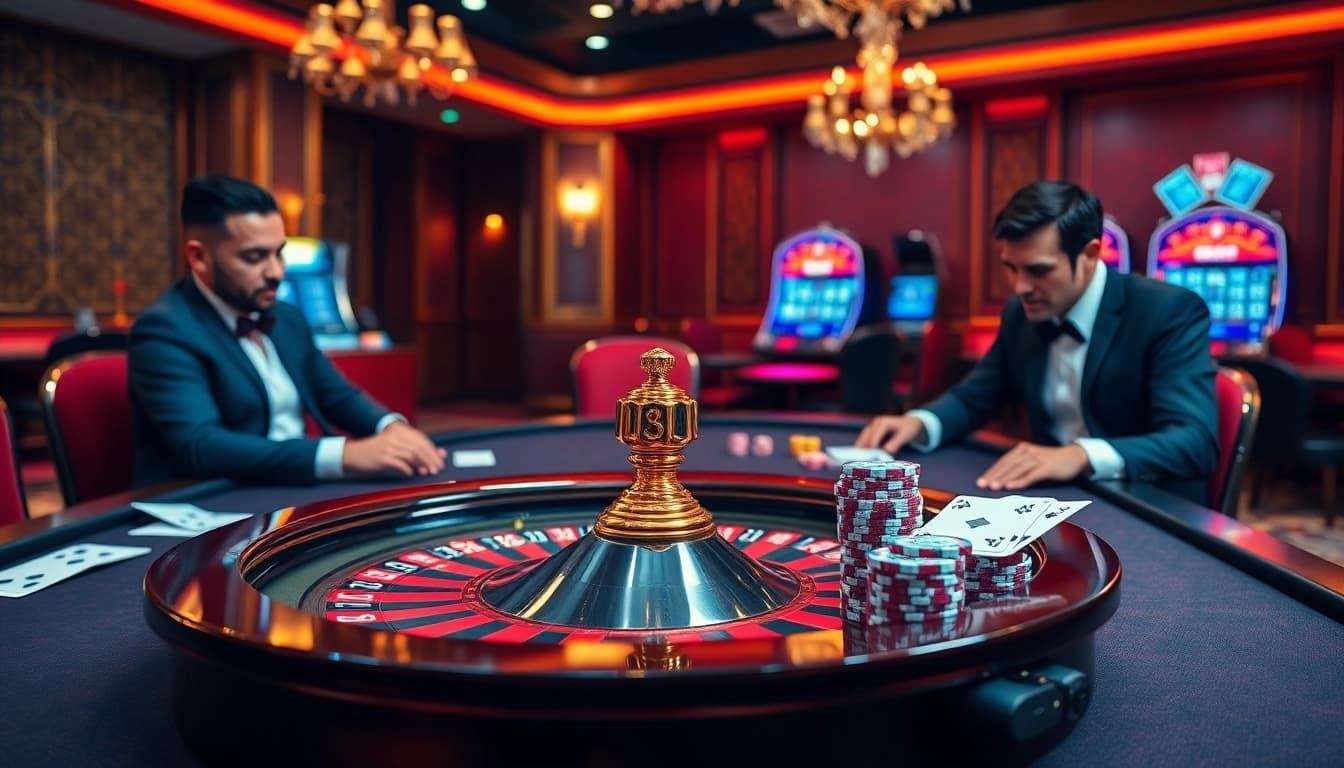 Experience the thrill of luck8 at a luxurious casino table with vibrant chips and roulette wheel.
