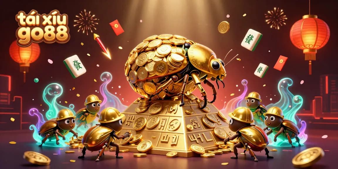 Experience exciting tài xỉu go88 gameplay with a vibrant 3D casino scene full of action.