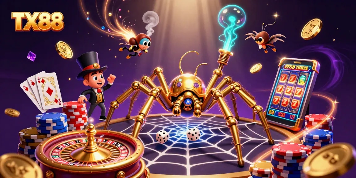 Engage with TX88 casino games featuring steampunk characters and vibrant gaming elements.