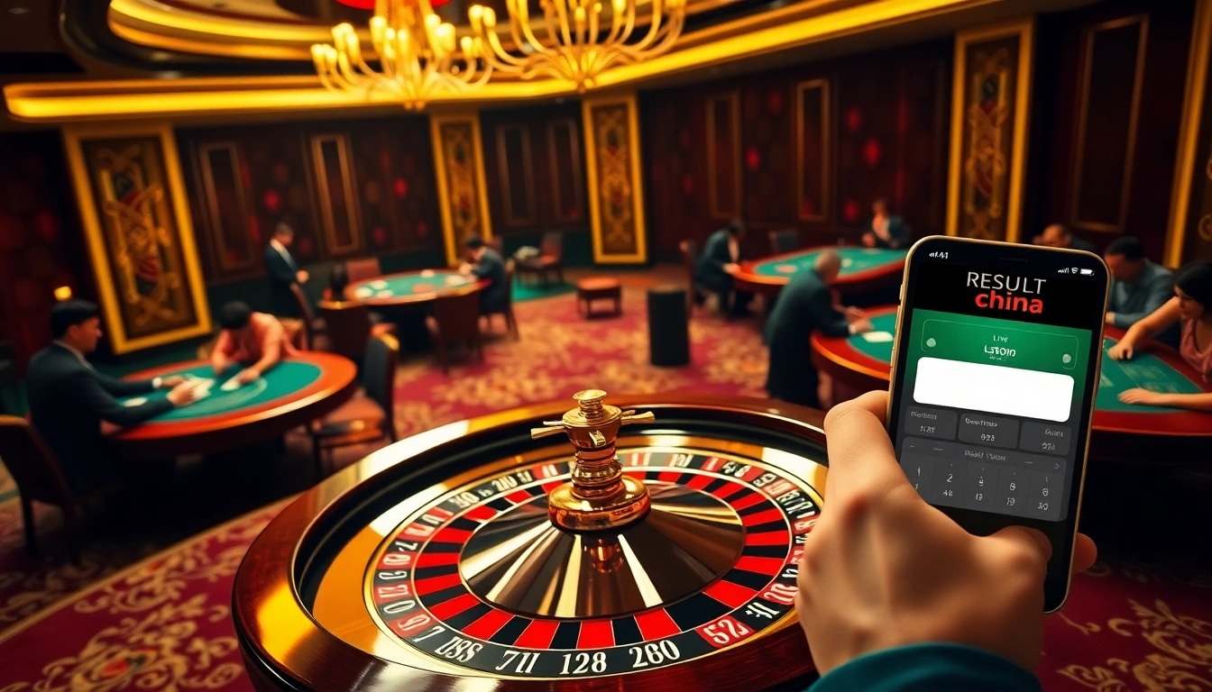 Betting on results in China at a vibrant casino, featuring roulette and poker games.