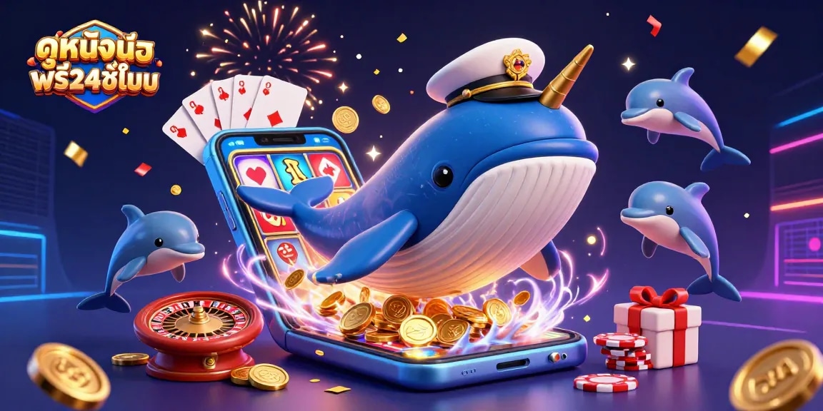 Experience the thrill of ดูหนังออนไลน์ฟรี24ชั่วโมง in this vibrant 3D casino scene filled with colorful slot action.