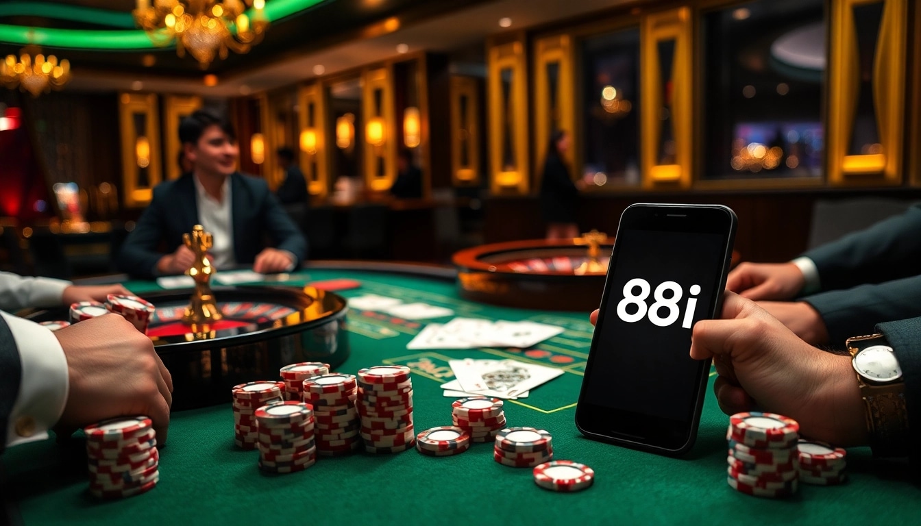 Exciting scene of players engaging in high-stakes gambling at an 88i casino table.