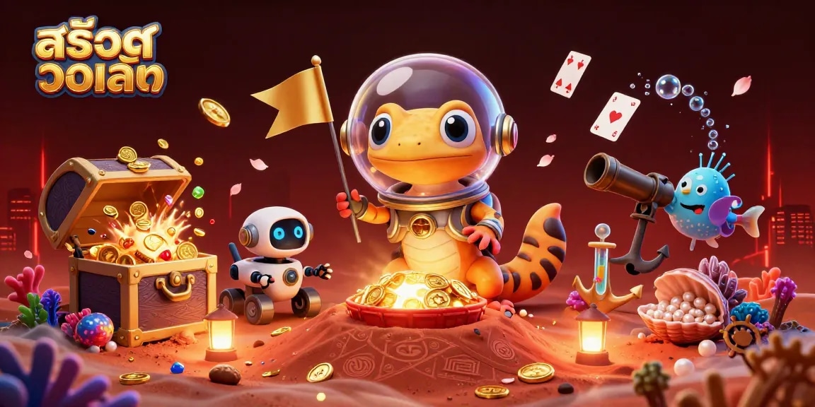 Experience thrilling สล็อตวอเลท gameplay with our unique Martian casino adventure illustration.