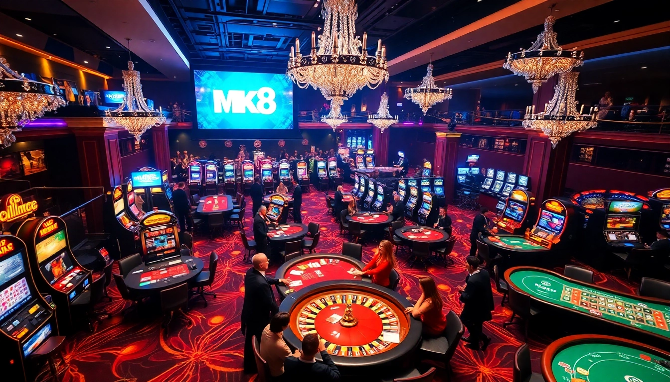 Experience the thrilling online gambling ambiance at MK8 with dynamic casino visuals and vibrant gameplay.