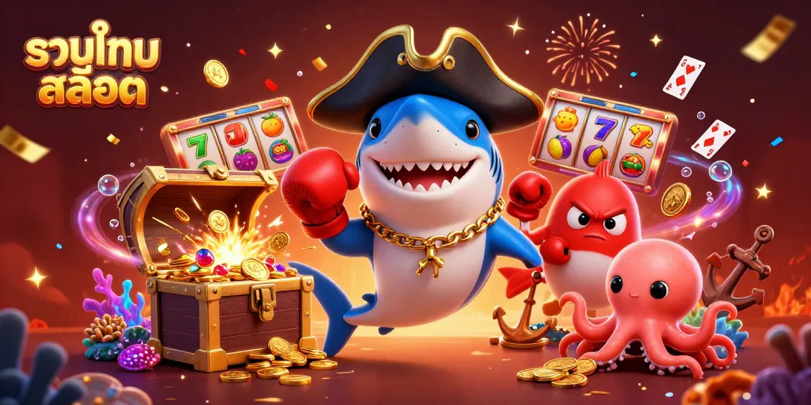 Experience the excitement of รวมเกมสล็อต with a vibrant 3D illustration featuring charming characters and dynamic gaming elements.
