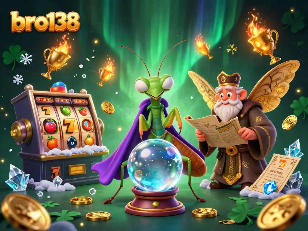 Engage with bro138's exciting slot games featuring mystical characters and vibrant casino elements.