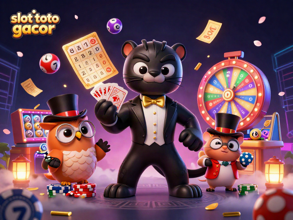 Engaging illustration of stylish characters celebrating wins on slot toto gacor games with vibrant colorful elements.