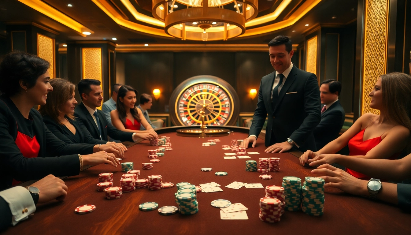 Players engaging at a poker table with chips and cards from https://go88.fast/ during a thrilling casino game.