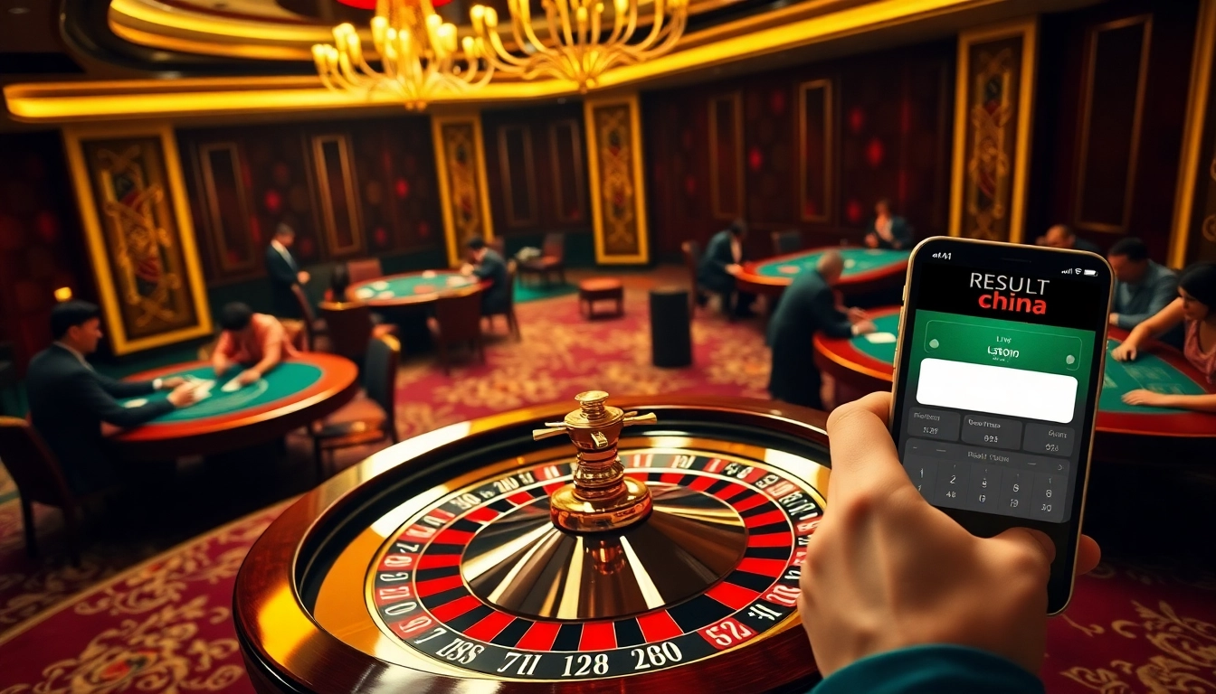 Betting on results in China at a vibrant casino, featuring roulette and poker games.