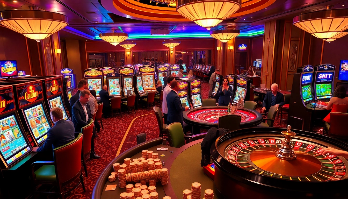 Players enjoying thrilling sunwin gambling experiences at luxurious casino tables.