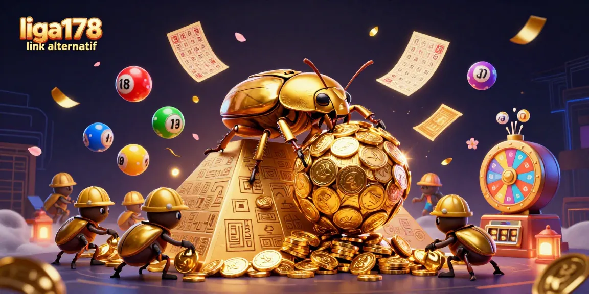 Menyediakan liga178 link alternatif dengan ilustrasi menarik dari kepiting emas besar dan permainan lotere, menambah keseruan pertaruhan
