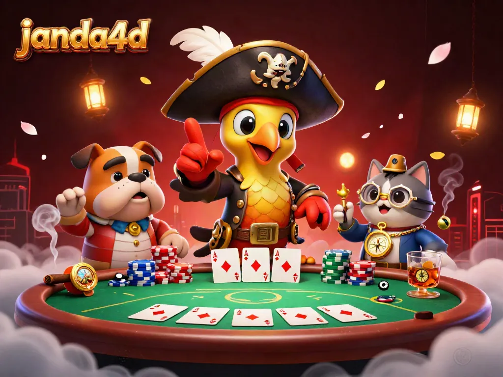 Mainkan slot online di janda4d dengan suasana permainan yang menarik dan teman-teman karakter 3D di sekitarnya.