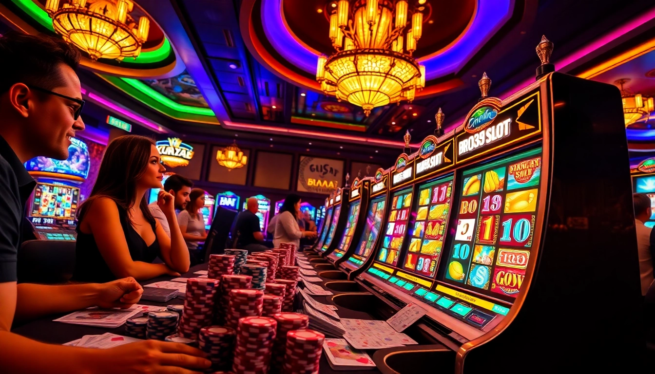 Experience the excitement of bro138 slot amid vibrant casino atmosphere with elegant playing cards and poker chips.