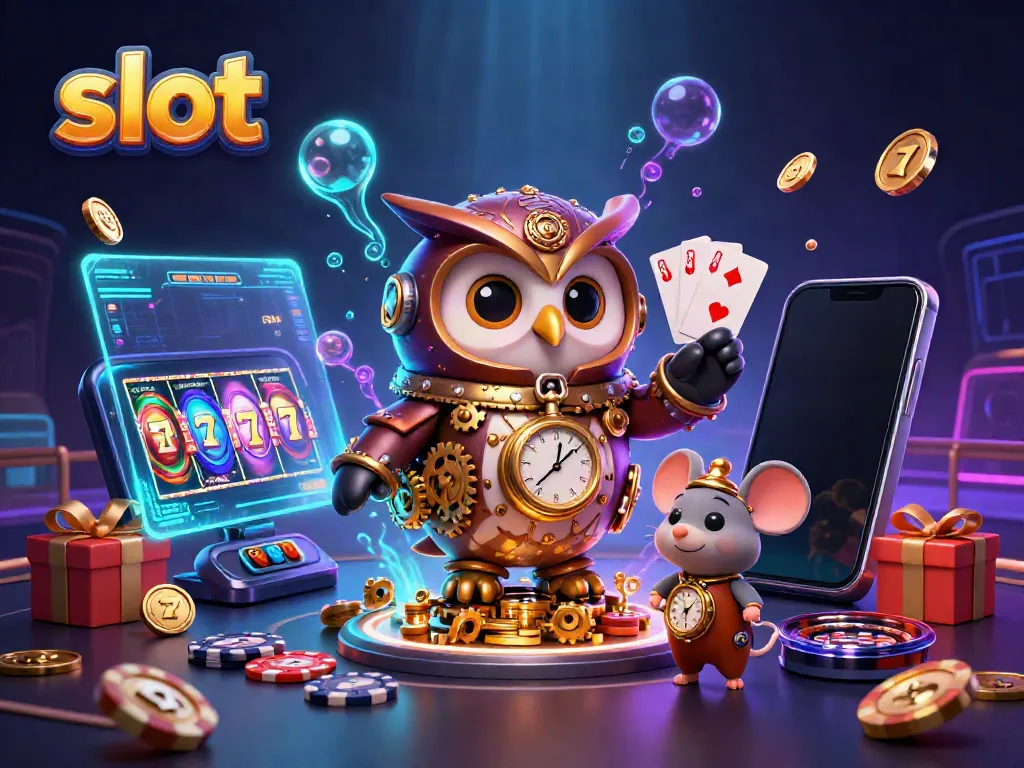 Gali slot dengan mesin slot terbaik dalam ilustrasi 3D yang penuh warna dan detail menggembirakan.