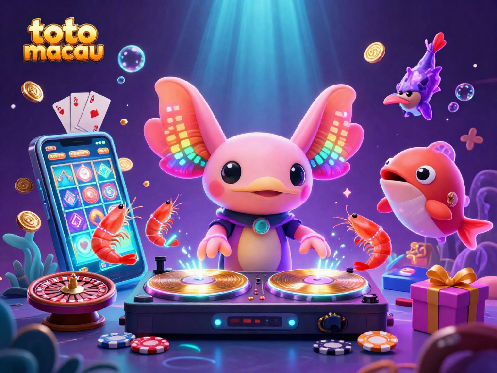 Immerse yourself in toto macau's vibrant gaming action with a colorful 3D casino illustration bursting with energy.