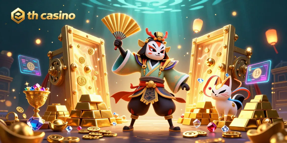 Experience the thrill of eth casino gaming in a vibrant 3D scene filled with crypto treasures.