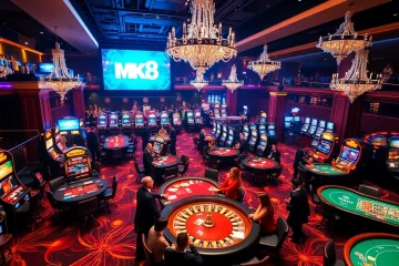 Experience the thrilling online gambling ambiance at MK8 with dynamic casino visuals and vibrant gameplay.