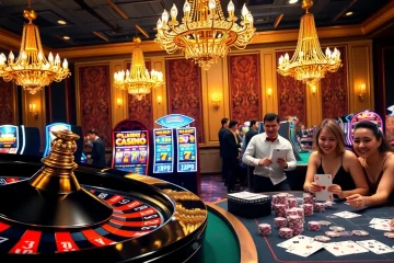 Exciting online casino atmosphere with poker chips and roulette emphasizing king88 vina.