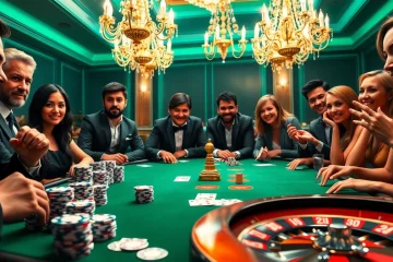 Engaging casino atmosphere at https://1haywin.us.com/ showcasing poker excitement with vibrant chips and cards.