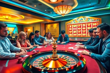 Experience the thrill of gambling at KK55.com with vibrant casino tables and players in action.