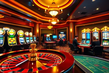 Engaging casino scene depicting gaming excitement at https://789win.associates/ with vibrant roulette and slot machines.