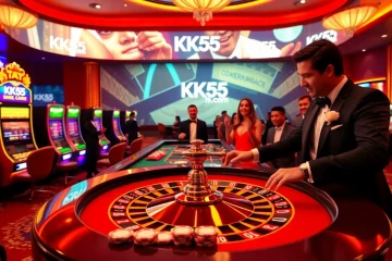 Players enjoying roulette and slots at KK55.com, showcasing excitement in a vibrant casino.