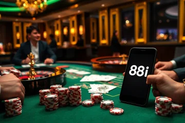 Exciting scene of players engaging in high-stakes gambling at an 88i casino table.