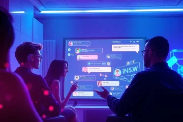 AI NSFW chat scene featuring immersive digital avatars and interactive conversation.