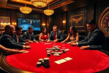 Experience thrilling poker action at a Luckywin casino table with vibrant chips and cards.